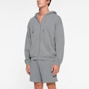 Men’s SKIMS Hoodie XXL – Zip-Up, 100% Cotton, Pacific Gray, NWT Retail $94